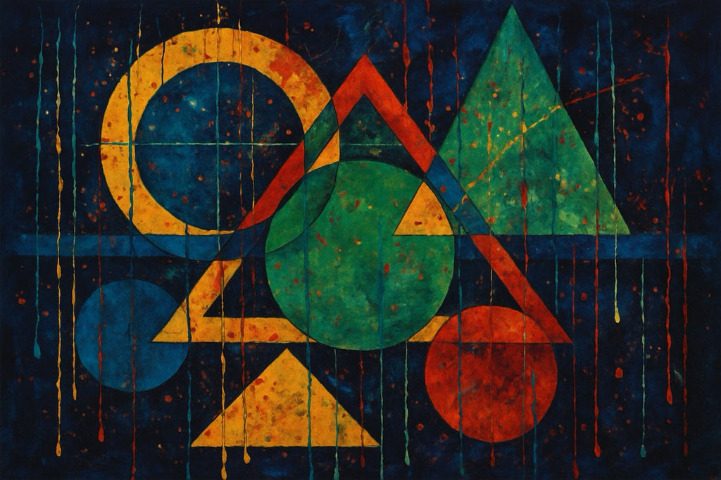 Abstract art with geometric shapes on a dark background