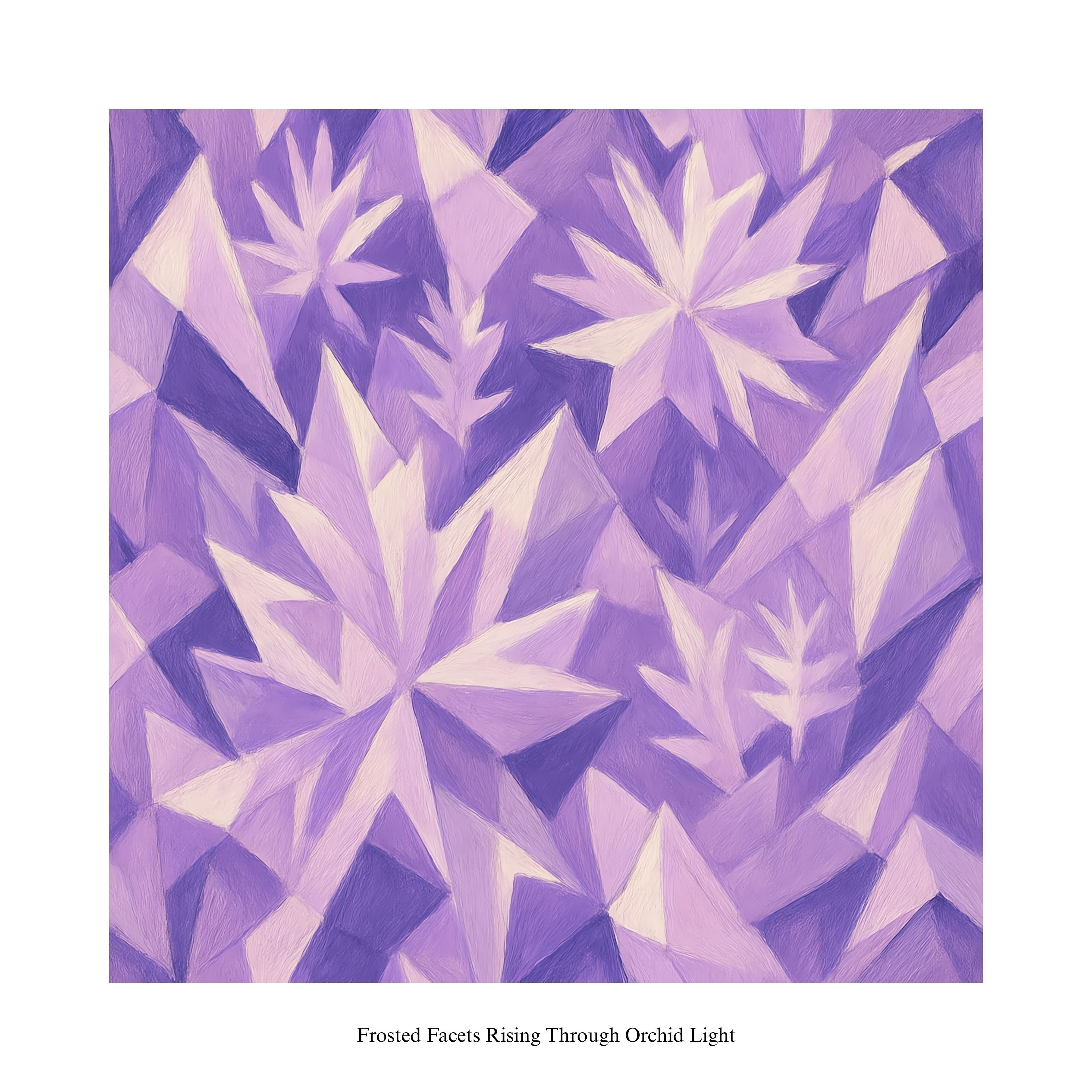 Geometric pattern with purple and white triangles on a white background